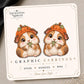 Guinea Pig in Pumpkin Hat Earrings & Pins on original display card