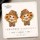 Fall Sunflower Scarecrow Earrings & Pins on original display card