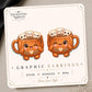 Marshmallow Hot Chocolate Mug Earrings & Pins on original display card