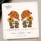 Sunflower Gnome Earrings & Pins on original display card