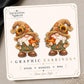 Fall Scarecrow Gnome Earrings & Pins on original display card