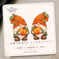 Pumpkin Gnome Earrings & Pins on original display card