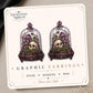 Gothic Skull Mushroom Terrarium Earrings & Pins on original display card