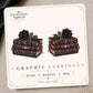 Gothic Black Rose Books Earrings & Pins on original display card
