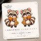Caramel Apple Raccoon Earrings & Pins on original display card