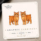 Orange Bobtail Cat Earrings & Pins on a display card