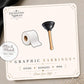 Toilet Paper and Plunger Earrings & Pins on a display card