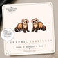Ferret Earrings & Pins on a display card
