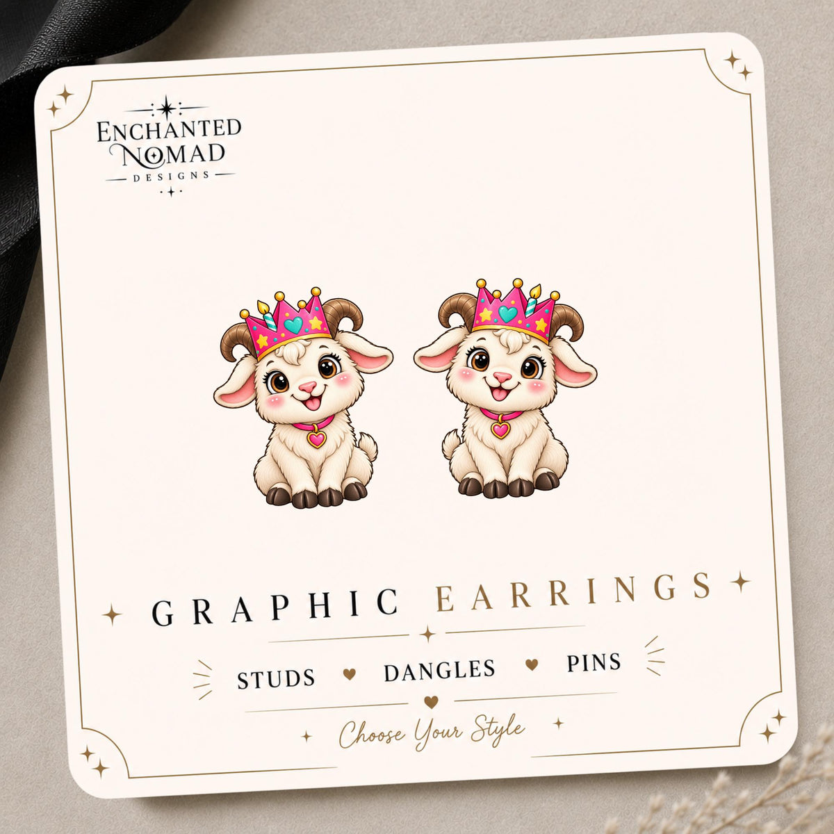 Party Goat Earrings & Pins