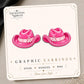 Pink Ribbon Cowboy Hat Earrings & Pins on original display card