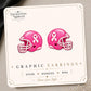 Pink Ribbon Football Helmet Earrings & Pins on original display card