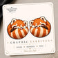 Curled Sleeping Red Panda Earrings & Pins on original display card