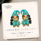 Arabian Princess Gnome Earrings & Pins on original display card