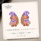 Floral Princess Gnome Earrings & Pins on original display card