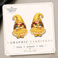 Yellow Rose Book Gnome Earrings & Pins on original display card