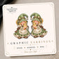 Cottage Garden Duck Gnome Earrings & Pins on original display card
