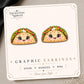 Kawaii Taco Earrings & Pins on original display card