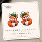 Christmas Fox Earrings & Pins on original display card