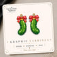 Christmas Pickle Ornament Earrings & Pins on original display card