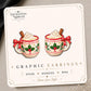 Holly Cocoa Mug Earrings & Pins on original display card