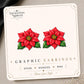 Poinsettia Earrings & Pins on original display card
