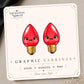 Red Christmas Light Bulb Earrings & Pins on original display card