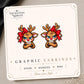 Grumpy Reindeer Earrings & Pins on original display card