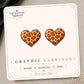Giraffe Print Heart Earrings & Pins on original display card