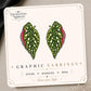 Spotted Begonia Leaf Earrings & Pins on original display card