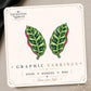 Calathea Leaf Earrings & Pins on original display card