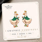 Crowned Archer Goose Earrings & Pins on original display card