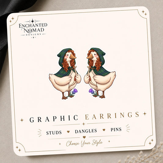 Scottish Goose Earrings & Pins on original display card