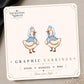 Winter Snow Queen Goose Earrings & Pins on original display card