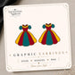 Royal Red Teal Princess Dress Earrings & Pins on a display card