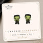 Green Monster earrings and pins