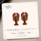 Lobster graphic earrings and pins on a display card