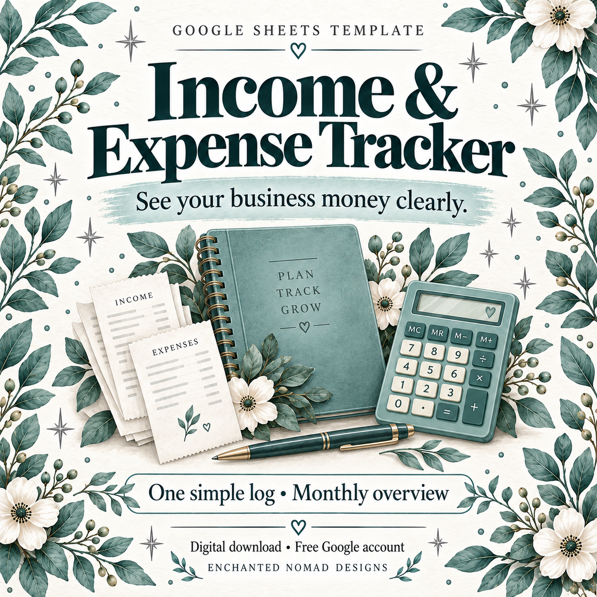 Small Business Income & Expense Tracker — Google Sheets Template — Teal Edition