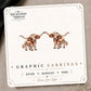 Longhorn Cattle Stud Earrings on the tilted Enchanted Nomad Designs card
