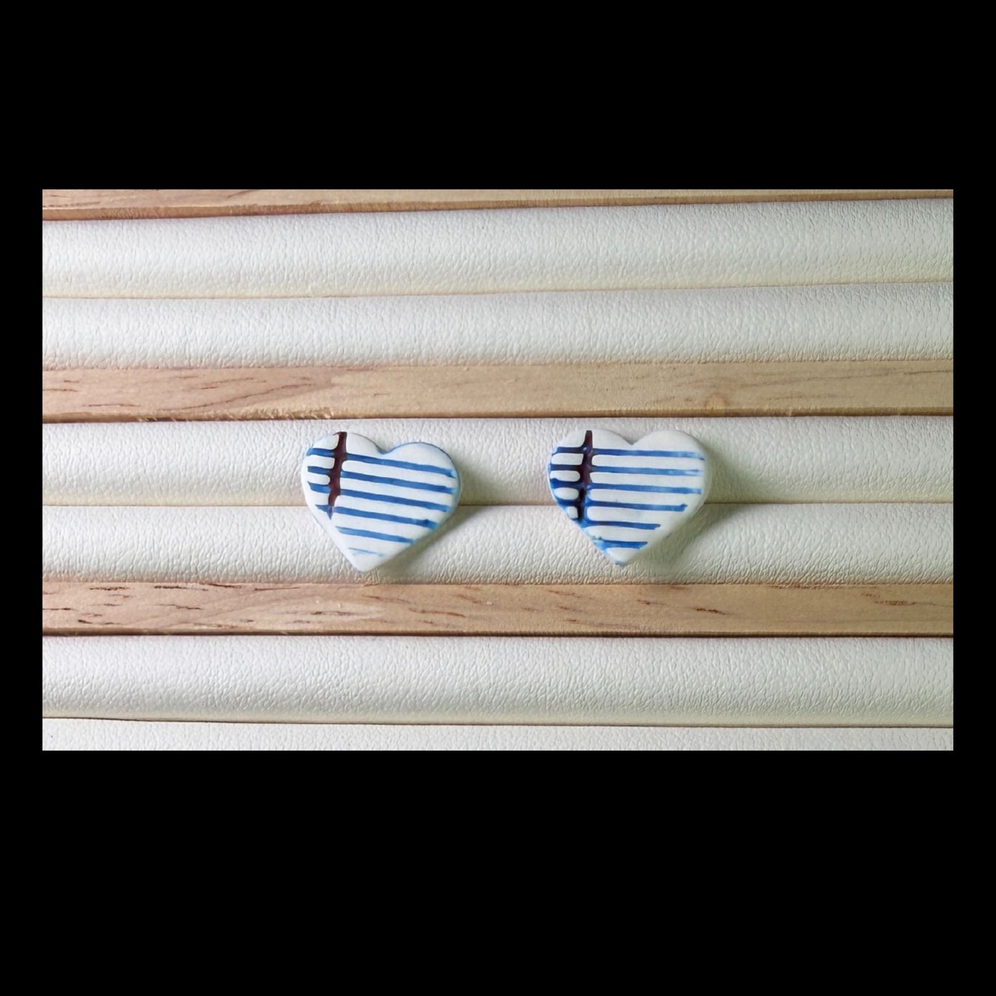 Lined Paper Heart Stud Earrings
