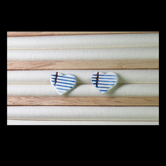 Lined Paper Heart Stud Earrings