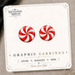 Peppermint Candy Stud Earrings on the tilted Enchanted Nomad Designs card