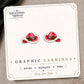 Pink Cowgirl Christmas Hat Stud Earrings on the tilted Enchanted Nomad Designs card