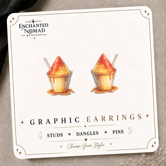 Piragua Stud Earrings on the tilted Enchanted Nomad Designs card