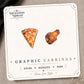 Pizza and Chicken Wing Stud Earrings on the tilted Enchanted Nomad Designs card