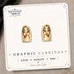 Praying Mary Stud Earrings on the tilted Enchanted Nomad Designs card
