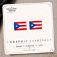 Puerto Rico Flag Earrings & Pins on the tilted Enchanted Nomad Designs card