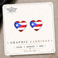 Puerto Rico Flag Heart Stud Earrings on the tilted Enchanted Nomad Designs card