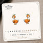 Pumpkin Goose Stud Earrings on the tilted Enchanted Nomad Designs card