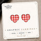 Red Gingham Heart Stud Earrings on the tilted Enchanted Nomad Designs card