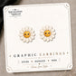 Smiley Daisy Flower Stud Earrings on the tilted Enchanted Nomad Designs card